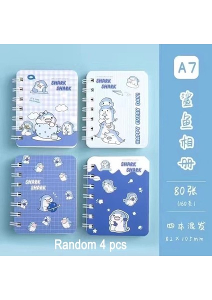 No 13 A7 4 Adet/takım A7 Karikatür Bobin Kitap Öğrenci Okul Kaynağı Cep Dizüstü Eskiz Defteri Taşınabilir Mini Not Defteri Kawaii Kırtasiye 80 Sayfa (Yurt Dışından)