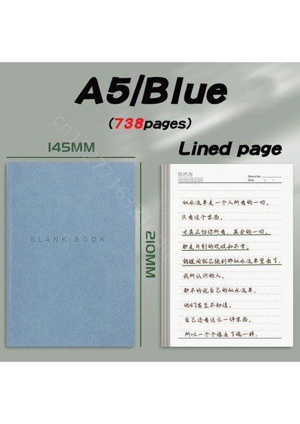 Mavi Çizgili Süper Kalın Dizüstü A5 Sevimli Bloknotlar Renkler Yaratıcılık Kırtasiye 760 Sayfa Boş Pu Kapak Kırtasiye Okul Ofis Malzemeleri (Yurt Dışından)