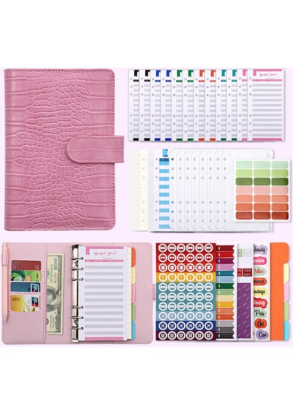 Lüks Set Timsah Desen Bütçe Planlayıcısı Bütçe Zarfları ile Nakit Zarf Bağlayıcı A6 Bağlayıcı Cepler Bütçeleme Için Nakit Zarf Cüzdan (Yurt Dışından)