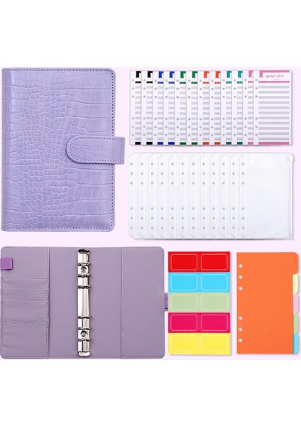 Lüks Set Timsah Desen Bütçe Planlayıcısı Bütçe Zarfları ile Nakit Zarf Bağlayıcı A6 Bağlayıcı Cepler Bütçeleme Için Nakit Zarf Cüzdan (Yurt Dışından) fırsatları