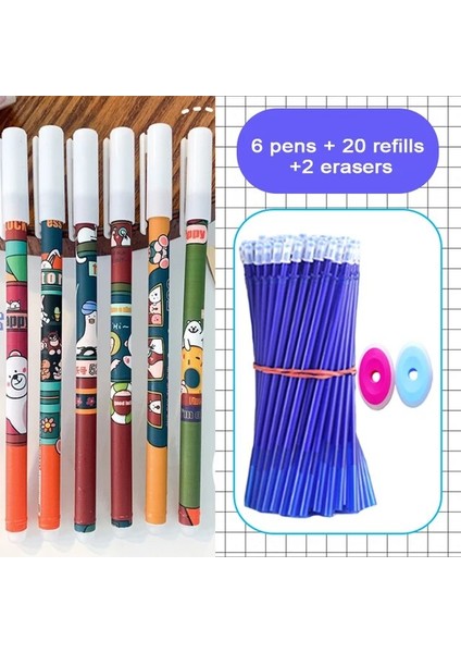 28 Adet Mutlu Otobüs 28 Adet/grup Silinebilir Jel Kalemler Mavi Dolum Seti 0.5 mm Uç Kawaii Tükenmez Kızlar Için Yazma Kore Sevimli Okul Malzemeleri Kırtasiye (Yurt Dışından)