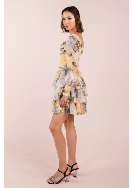 Şifon Kat Kat Kısa Abiye Elbise (CRM-55959) fiyatları