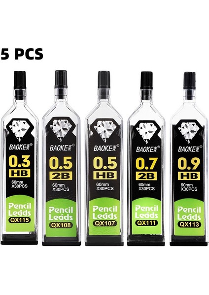 Hb-0.9mm 5 Adet 0.5/0.7/0.9mm Hb 2b Dolum Kurşun Otomatik Mekanik Kalemler Okul Ofis Malzemeleri (Yurt Dışından)