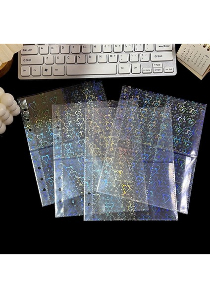 A5-10 10 Adet A5 Lazer Şeffaf Dosya Tutucu Dizüstü 6 Delik Gevşek Yaprak Dıy Belge Çantası Bağlayıcı Halkaları Pvc Depolama Bağlama Klasörü (Yurt Dışından)