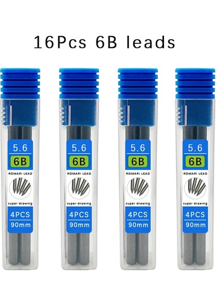 16 Adet Açar - 6b Mekanik Kurşun Kalem 5.6mm 2b/4b/6b/8b Graffiti Çizim Tarama Otomatik Kalemler Profesyonel Boyama Yazma Malzemeleri Için Set (Yurt Dışından)