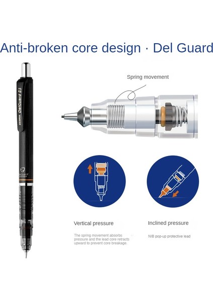 Petek Gri 0.5 1 Adet Zebra MA85 Delguard Mekanik Kurşun Kalem 0.3mm 0.5mm 0.7mm Okul Tedarikçisi Için Silgi ile Çizim Testi Eskiz Kalemleri (Yurt Dışından)