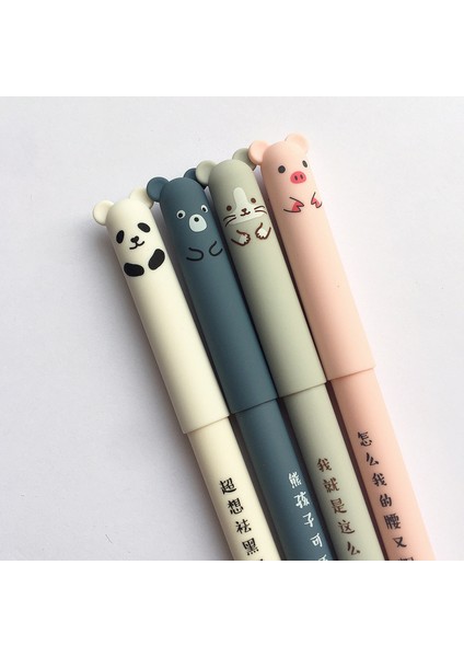 Siyah 4 Adet/takım Kawaii Domuz Ayı Kedi Fare Silinebilir Jel Kalem Okul Ofis Malzemeleri Kırtasiye Hediye 0.35MM Mavi Siyah Mürekkep (Yurt Dışından) fiyatları