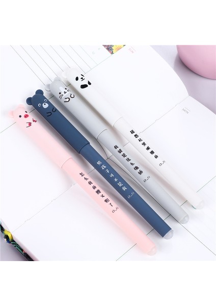 Siyah 4 Adet/takım Kawaii Domuz Ayı Kedi Fare Silinebilir Jel Kalem Okul Ofis Malzemeleri Kırtasiye Hediye 0.35MM Mavi Siyah Mürekkep (Yurt Dışından) modelleri