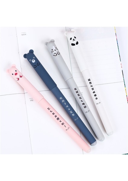 Siyah 4 Adet/takım Kawaii Domuz Ayı Kedi Fare Silinebilir Jel Kalem Okul Ofis Malzemeleri Kırtasiye Hediye 0.35MM Mavi Siyah Mürekkep (Yurt Dışından) fırsatları