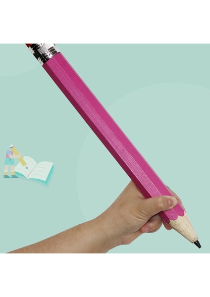 Pembe Büyük Dev Kalemler Ahşap Jumbo Kalemler Sevimli-Dıy Ağaç Işleme-Oyuncaklar Hediyeler Kırtasiye Ahşap Kalem Yazma ve Silme (Yurt Dışından)