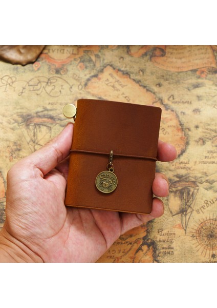 Iç Sayfa 2 Kopya El Yapımı Vintage Gezgin Kitapçığı Mini Edition Mını Gevşek Yaprak Defter Üst Katman Dana Derisi Cep Günlüğü Kitap Defter (Yurt Dışından)