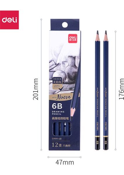 6b-3pcs Delı Profesyonel Ahşap Eskiz Çizim Kalemi 3h 2h 2b 3b 4b 5b 6b 7b 8b 9b 10B 12B 14B Ahşap Boyama Kalemleri Kırtasiye Kaynağı (Yurt Dışından)