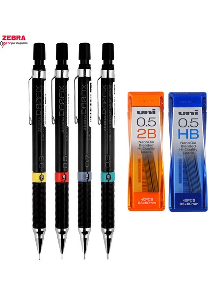 0,5 2 Kutu Hb Zebra Drafıx Mekanik Kurşun Kalem, 0,3 mm 0,5 mm 0,7 0,9 Taslak Çizim Otomatik Kalemler DM3/5/7/9-300, Uni Hb 2b Yedek Uçları Değiştirin (Yurt Dışından) fiyatları