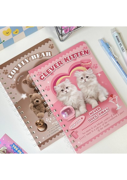 No.4 1 Adet Sevimli Dizüstü 50 Sayfalık A5 Amerikan Tarzı Bobin Not Defteri Güzel Karikatür Hayvan Yavru Yatay Çizgi Dergisi Scrapbooking (Yurt Dışından) indirimleri