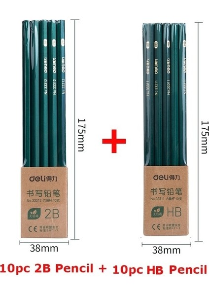 10PC Hb 10PC 2b Deli Deli Nusign 10PC/LOT Kalem Kırtasiye Seti 2b/hb Lápices أقلام رصاص Öğrenci Yazma Çizim Sanat Kroki Ahşap Kalemler Okul (Yurt Dışından)
