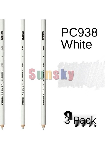 PC938 3pc Prismacolor Premier Renkli Kalemler, Yumuşak Çekirdekli 4.0mm, Beyaz Siyah PC935 PC938 Cilt Tek Renkli Kalemler, Sanford Sanatçı Kalemleri (Yurt Dışından)