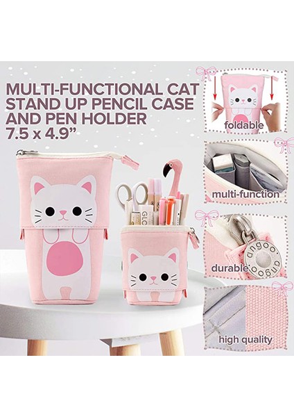 Lvseshengdan Tuval Teleskopik Kalem Çantası Trafo Kalem Tutucu Karikatür Kalem Kutuları Kırtasiye Kozmetik Malzemeleri Depolama Organizasyonu (Yurt Dışından) fırsatları