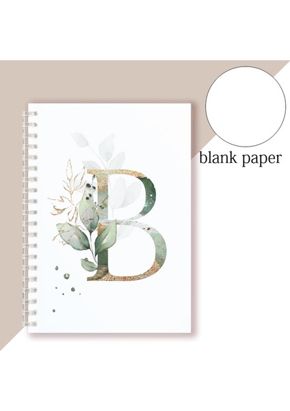 B Ilk Alfabe Harfleri Spiral Defter Not Defteri Yazma Pedleri Majuscule Harfler Çiçek Dekor Kişilik Adı Sanat Tasarım (Yurt Dışından)