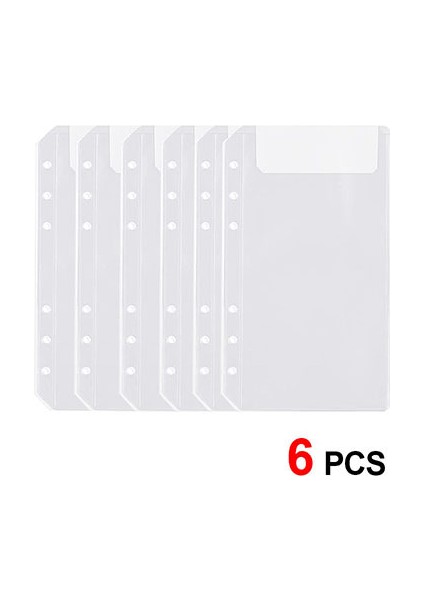 Bilgi Çantası A6 Gevşek Yaprak Mini Klasör Cepleri Snap Düğmesi Mini Bütçe Dosyalayıcı 6 Telli Dosya Kapakları Pvc Şeffaf Defter Yuvarlak Halka Koruyucu (Yurt Dışından)