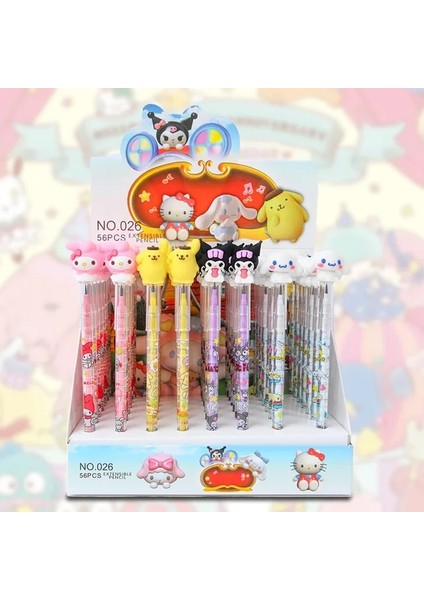 Sanrio 56 Adet Sanrio Kalemsiz 24/56 Adet Kawaii Kuromi Silikon Kafa Ilköğretim Okulu Yapı Taşı Kalem Ayrılabilir Çok Fonksiyonlu Kalem Hediye (Yurt Dışından)