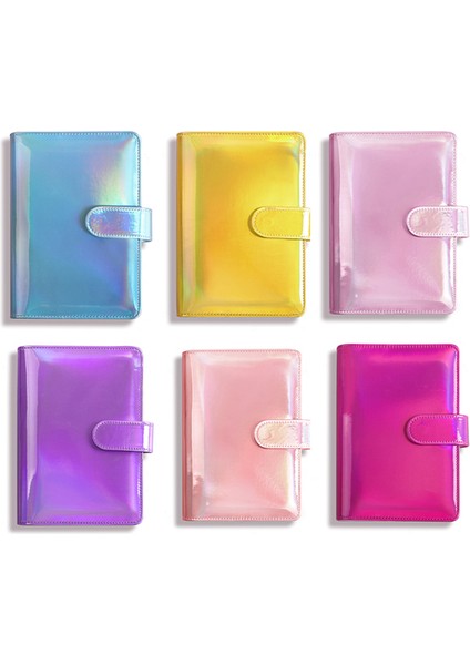 Ekose Lazer Pembe A6 A6 Fransa Bütçe Bağlayıcı Lazer Deri Defter Planlayıcısı Organizatör 8 Fermuarlı Cepler 2 Adet Fransız Alfabesi Çıkartmalar Dropshipping (Yurt Dışından) modelleri