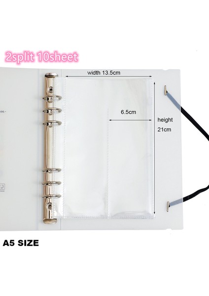 A5 2 Bölünmüş 20 Sayfa 10 Adet A5 A6 Transpant Dolum Saklama Çantası 6 Delikli Ciltli Defter Aksesuarı Pvc Fotoğraf Albümü Çanta Etiket Organizatör Sabit (Yurt Dışından)