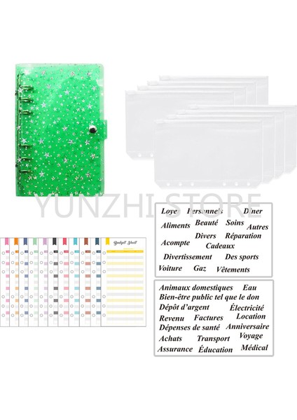 Pvc Yıldız Yeşil A6 A6 Bütçe Bağlayıcı Kitleri Dizüstü Dıy Günlüğü Planlayıcısı Organizatör 8 Adet Cepler Okul Tedarikçisi 2 Adet Fransız Alfabesi Çıkartmalar (Yurt Dışından)