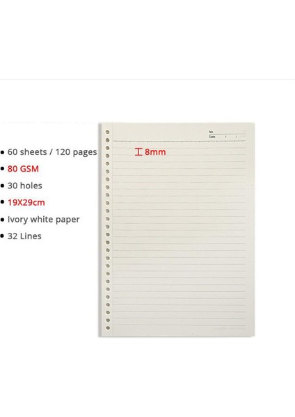 Hat Yedekleri-1 Paket A4 A5/b5/a4 Bağlayıcı Defter Gevşek Yaprak Doldurulabilir Izgara/çizgi/boş/nokta Günlük Planlayıcı Dergisi Üniversite Öğrencileri Okul Ofis Malzemeleri (Yurt Dışından)