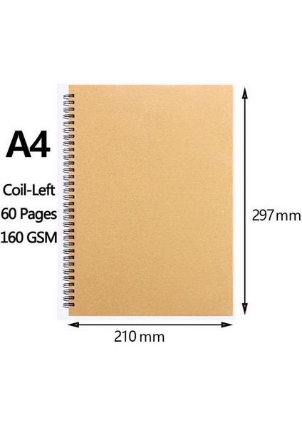 A4-Left Profesyonel Eskiz Defteri Boş Suluboya Dizüstü 160 Gsm Spiral Günlüğü Sanat Okul Malzemeleri Kalem Çizim Not Defteri Kırtasiye (Yurt Dışından)