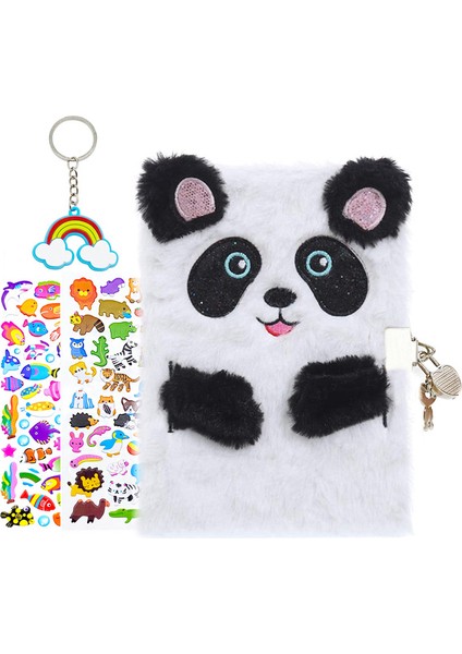 Desen 2 A5 Sevimli Peluş Günlüğü Gizli Defter Çocuklar Için Kilit ve Anahtar ile Kız Erkek Bulanık Not Defteri Kırtasiye Hediye 1 Anahtarlık + 2 Çıkartmalar (Yurt Dışından)
