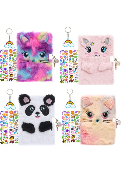 Desen 2 A5 Sevimli Peluş Günlüğü Gizli Defter Çocuklar Için Kilit ve Anahtar ile Kız Erkek Bulanık Not Defteri Kırtasiye Hediye 1 Anahtarlık + 2 Çıkartmalar (Yurt Dışından)