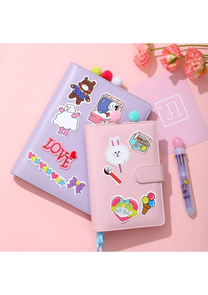 Sarı A5 Macaron Renk A5 A6 6 Telli Pu Klipsli Defter Deri Gevşek Yaprak Defter Kapağı Defterler Dergisi Kawaii Kırtasiye (Yurt Dışından)