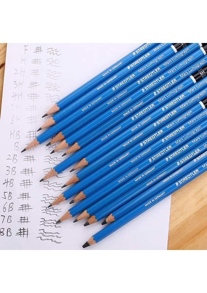 As Pic STAEDTLER-100 Mars Lumograph Kroki Boyama Ahşap Kalem 4 Adet/grup F/6h/5h/4h/3h/2h/h/b/2b/3b/4b/5b/6b/7b/8b (Yurt Dışından)