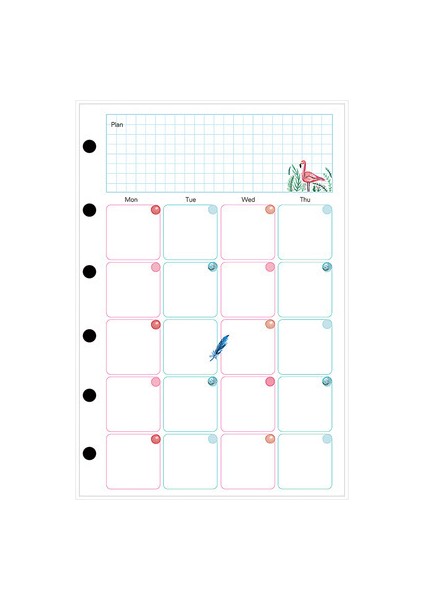 Monty Planı A6 45 Sayfa Kawaii A5 A6 A7 Gevşek Yaprak Defter Kağıdı Dolum Spiral Ciltleyici Dizin Iç Sayfalar Aylık Haftalık Günlük Planlayıcı Gündem (Yurt Dışından)