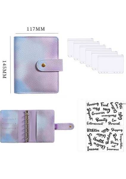 I Set ile 2 Etiket A7 A7 Pu Deri Bütçe Bağlayıcı Defter Nakit Zarflar Sistem Seti Para Bütçe Tasarrufu Fatura Organizatör Için Klipsli Bağlayıcı Cepler (Yurt Dışından)