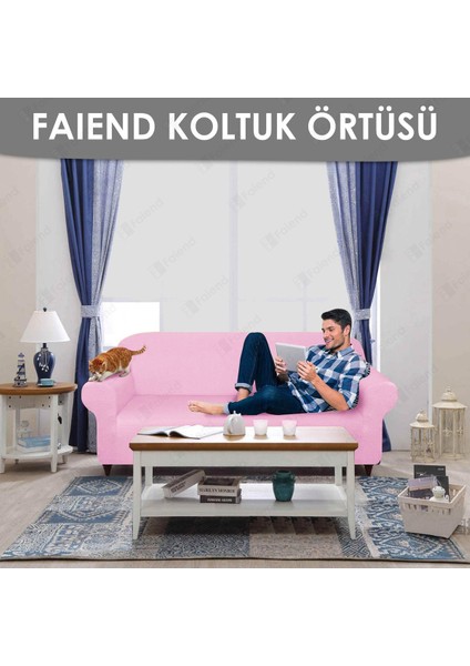 pembe Koltuk Kılıfı lastikli balpetek kanepe Takımı Çekyat Örtüsü (3+3+1+1) Tam kaplama kılıf koltuk örtüsü