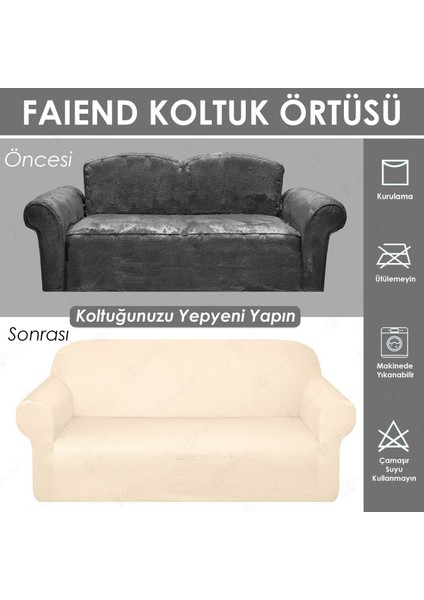 Krem Koltuk Kılıfı lastikli balpetek kanepe Takımı Çekyat Örtüsü (3+3+1+1) Tam kaplama kılıf koltuk örtüsü
