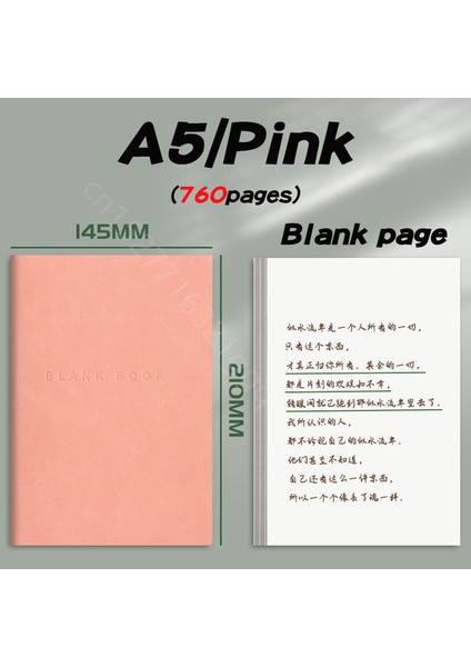 Pembe Boş Süper Kalın Dizüstü A5 Sevimli Bloknotlar Renkler Yaratıcılık Kırtasiye 760 Sayfa Boş Pu Kapak Kırtasiye Okul Ofis Malzemeleri (Yurt Dışından)
