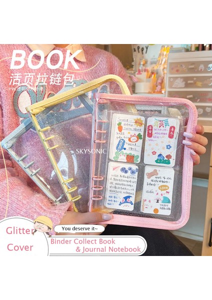 10 Adet 2 Bölünmüş Çanta Skysonıc Yeni Varış A5 Fermuar Bağlayıcı Kitap Toplama Glitter Kapak Organizatör Günlük Defter Mermi Şeffaf Pvc Fotoğraf Albümü (Yurt Dışından) fırsatları
