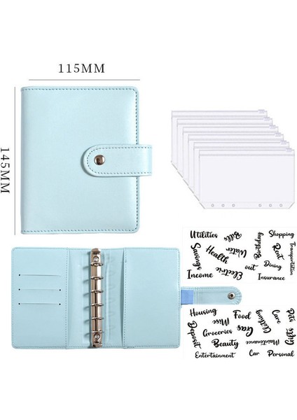 Mavi ve Etiket Yeni A7 Pu Deri Bütçe Bağlayıcı Defter Nakit Zarflar Sistemi Seti Para Bütçe Tasarrufu Fatura Organizatör Için Klipsli Bağlayıcı Cepler (Yurt Dışından)