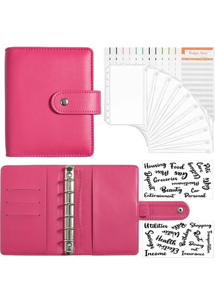 Mavi ve Etiket Yeni A7 Pu Deri Bütçe Bağlayıcı Defter Nakit Zarflar Sistemi Seti Para Bütçe Tasarrufu Fatura Organizatör Için Klipsli Bağlayıcı Cepler (Yurt Dışından)
