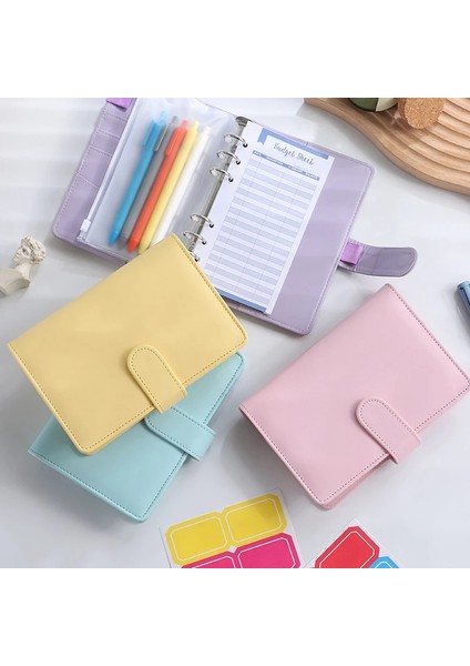Mavi ve Etiket Yeni A7 Pu Deri Bütçe Bağlayıcı Defter Nakit Zarflar Sistemi Seti Para Bütçe Tasarrufu Fatura Organizatör Için Klipsli Bağlayıcı Cepler (Yurt Dışından)
