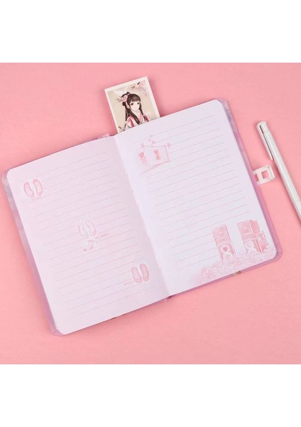G 195MM x 134MM Karikatür Kızın Dizüstü Şifre Kilidi Boyama Sayfası Defter Günlüğü Çocuk Ilköğretim Okulu Öğrencileri Not Defteri Okula Dönüş Hediyeleri (Yurt Dışından) indirimleri