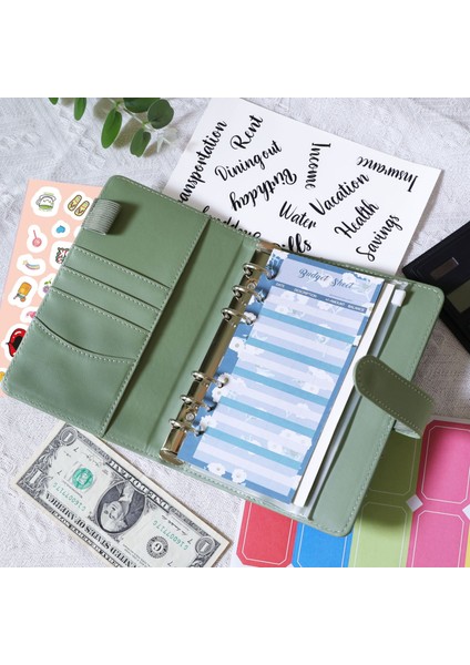 L.pink A6 Yeni Bütçe Planlayıcısı Nakit Zarf Tasarruf Para Finansal Yönetim Için 6 Delikli Bağlayıcı A6 Pu Gevşek Yaprak Defter Bağlayıcı Konut (Yurt Dışından)