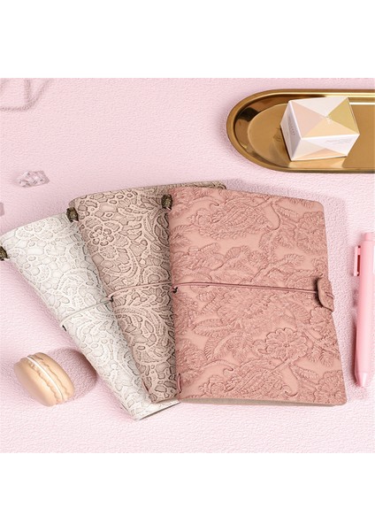 Pembe A6 A6 Vintage Dizüstü Dergisi Kabartmalı Dantel Defterler Morandi Bloknotlar Retro Sketchbook Seyahat Günlüğü Yazma Kağıt Kırtasiye (Yurt Dışından) fırsatları