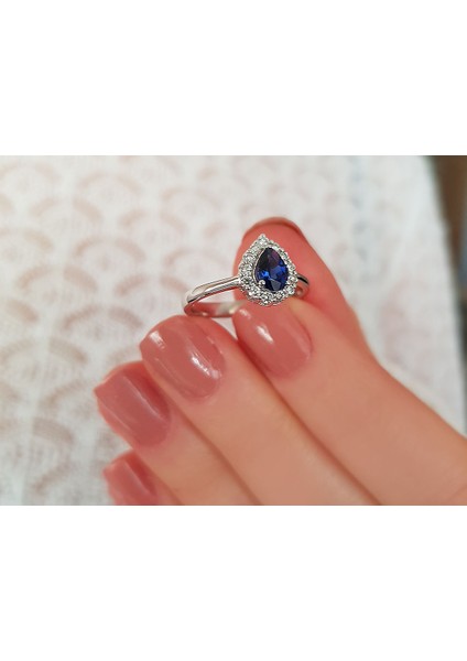 Pırlanta ve Damla Safir Taşlı Yüzük 0417R0048 fırsatları