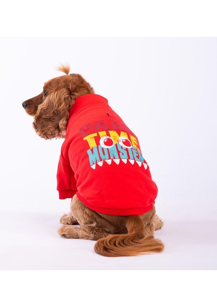 Kırmızı Monster Polarlı Küçük Irk Köpek Fermuarlı Sweatshirt