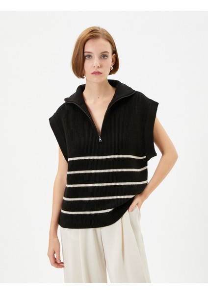 Oversize Süveter Yarım Fermuarlı Dik Yaka Örgü modelleri