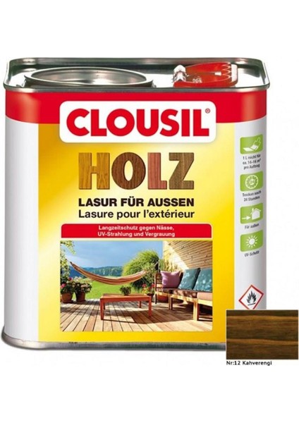 Solvent Bazlı Ahşap Koruyucular 2,5ltCLOU Nr.12 Kahverengi Slv Bazlı Ahş.koruyucu 2,5lt