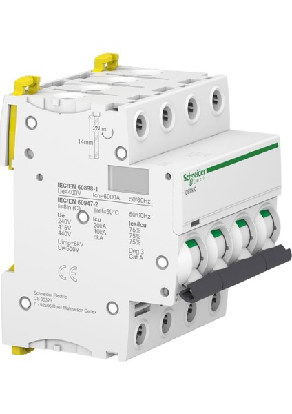 ACTi9 iC60N A9F74420 20A SİGORTA (4P, 6kA, C EĞRİSİ)